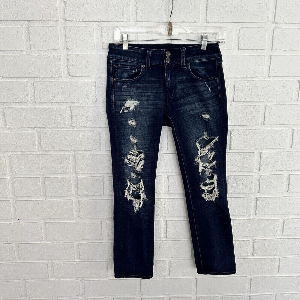 American Eagle 360 Super Super Stretch Artist Crop Denim X4 Jeans Womens 4 Reg
